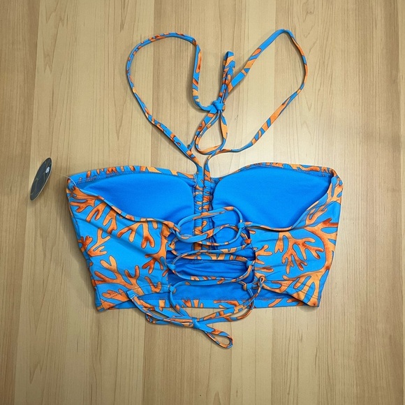 NWT Decree Women's Two Piece Bikini Set Medium Orange Blue Coral Pattern - Picture 4 of 10